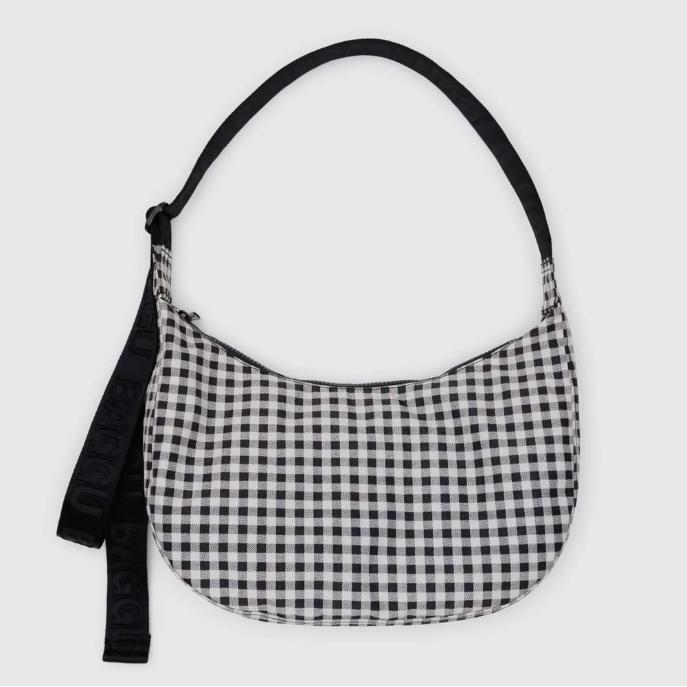 Baggu Medium Crescent Bag - Black & White Gingham